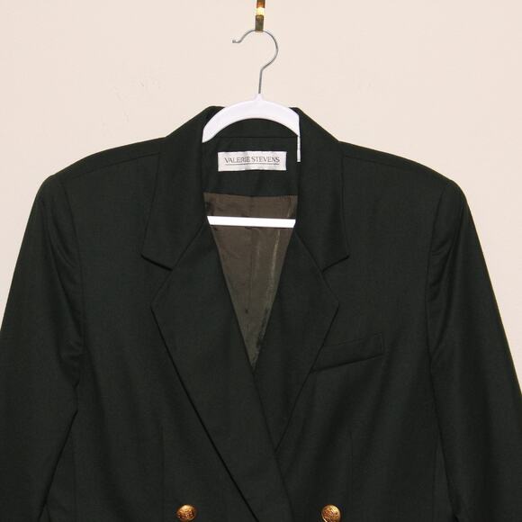 Vintage Valerie Stevens Green Long Wool Blazer Size 12 Double Breasted - Picture 3 of 10